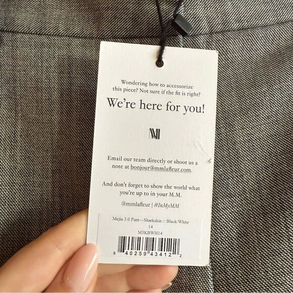 NWT MM Lafleur Mejia 3.0 Pants Sharkskin Gray Black/White Washable Wool Sz 14 - Picture 6 of 8